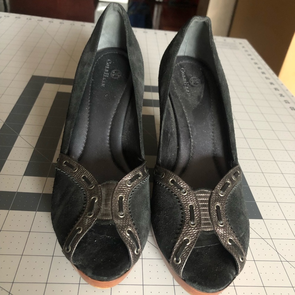Cole Haan black suede wedges